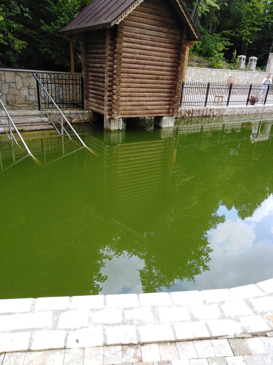 Купель.А в домике можно "окатить"себя из ведра водой из источника