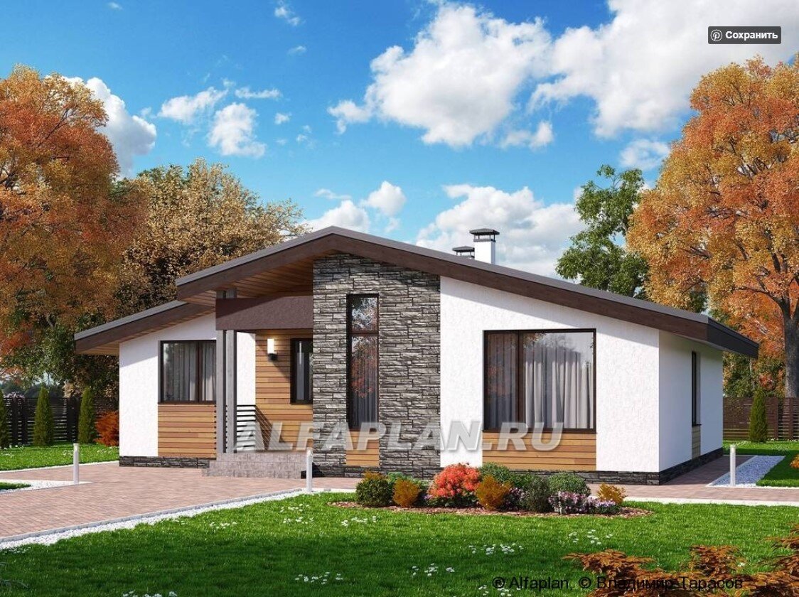 Проект одноэтажного дома 1017А «Дзета», ©Владимир Тарасов