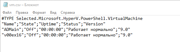 CSV файл в блокноте