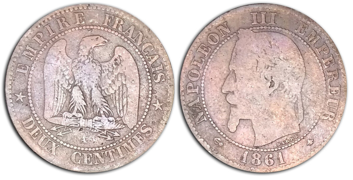 2 сантима 1861 (А).