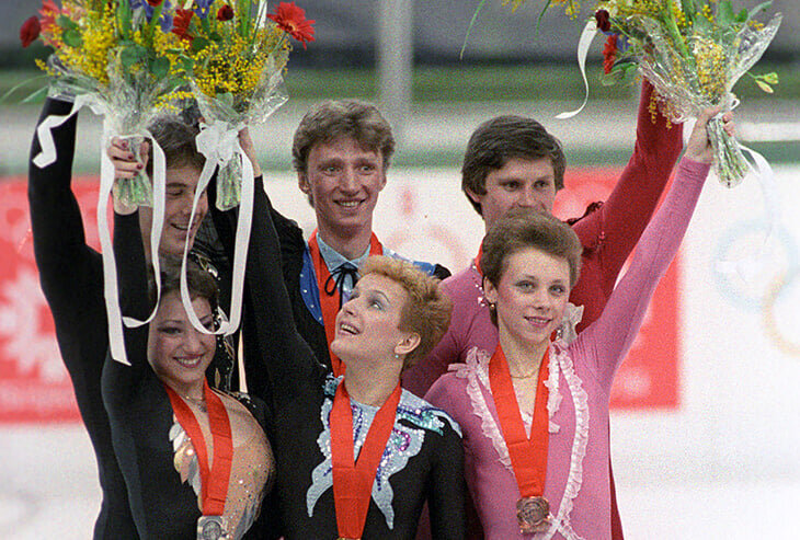 Медалисты Олимпиады-1984 Валова/Васильев и Селезнева/Макаров