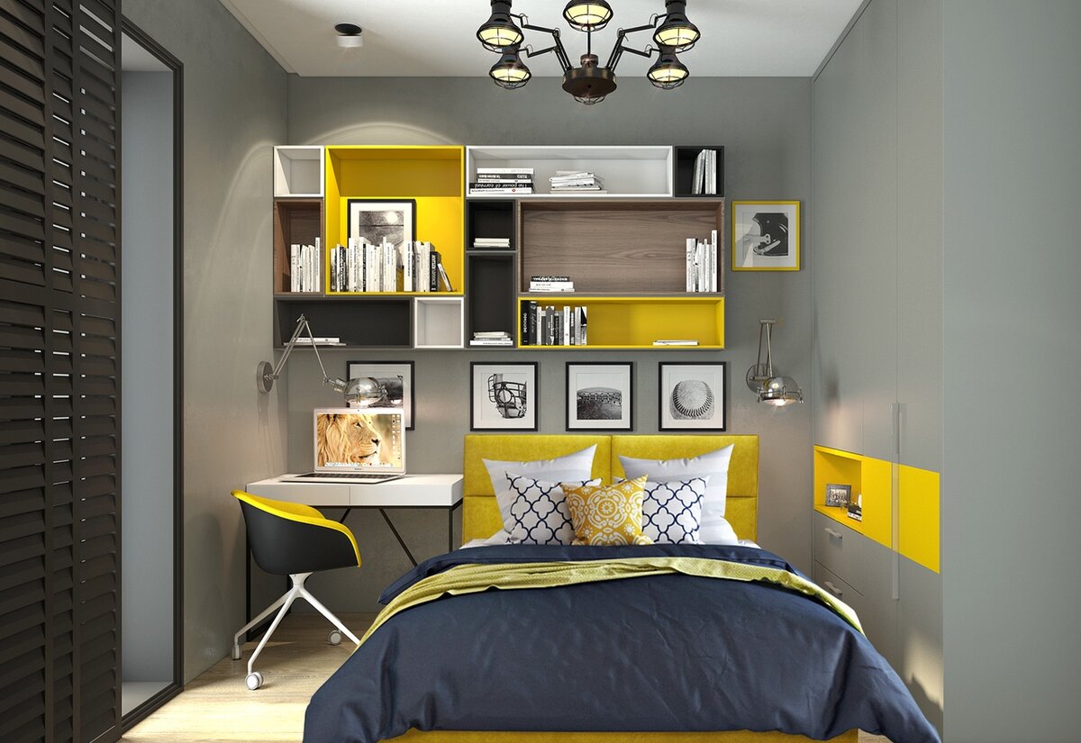 Кровать "Йорк" горчичная