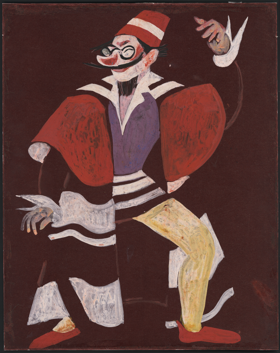 Исаак Рабинович (1894–1961). Эскиз костюма Панталоне к опере Сергея Прокофьева «Любовь к трем апельсинам». Москва. ГАБТ. 19 мая 1927. Бумага, картон, смешанная техника. Российский национальный музей музыки