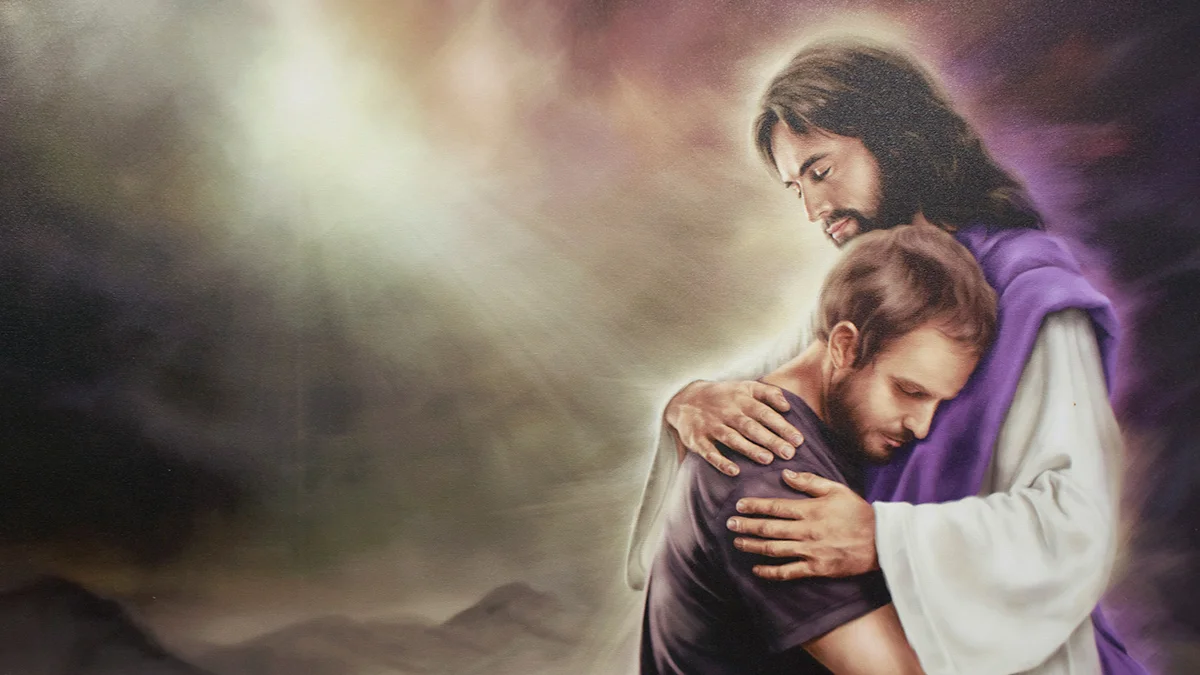 Любовь грешников. " Иисус. Бог и человек". ( Jesus).. Иисус обнимает. Господь обнимает человека. В объятиях Иисуса.