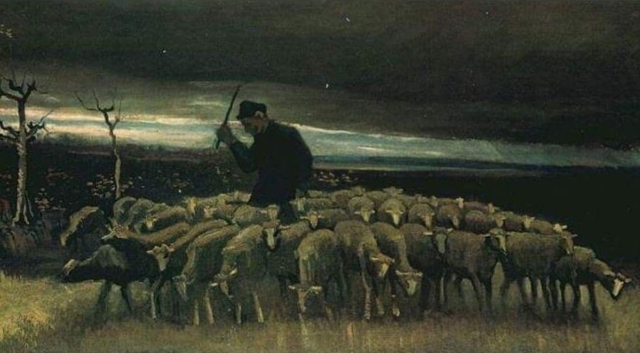 Ван Гог. Пастух с отарой овец 1884 сентябрь 67х126см холст/масло
Мехико: Сумайя музей. Эта картина очень подходит, мне кажется, для известия о войне . р