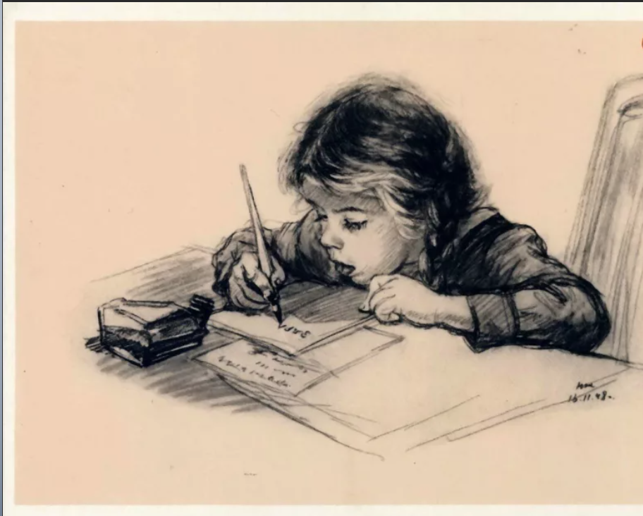 Девочка читает стихи бабушке. Картина пишущий ребенок. Письмо рисунок. Пишет письмо. Пишет письмо рисунок.
