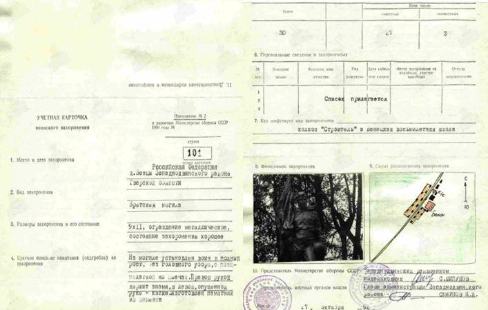 сайт Память народа паспорт захоронения 1992 год