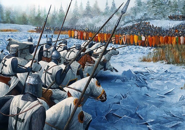 Ледовое побоище, 1242 г. Рисунок-реконструкция взят из открытых источников.