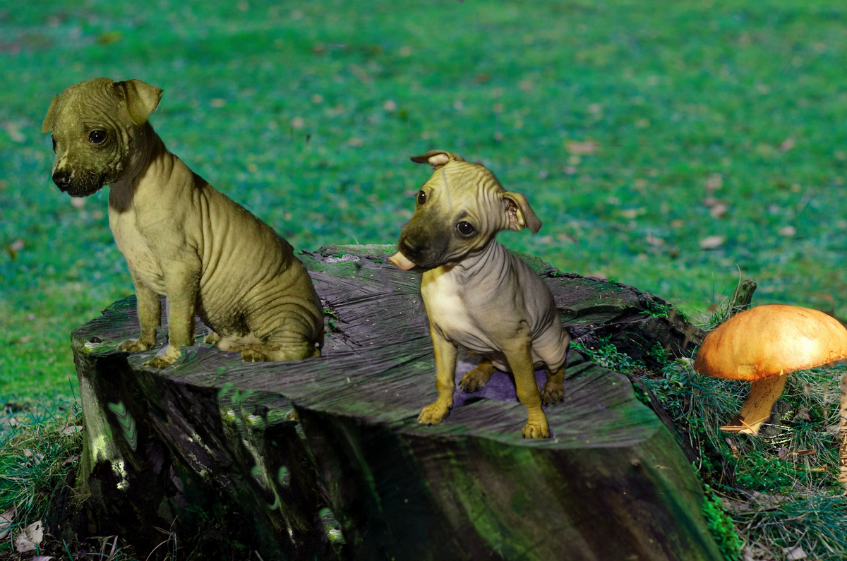 Это малыши Американского голого терьера (АГТ) самой молодой из "голышей" породы