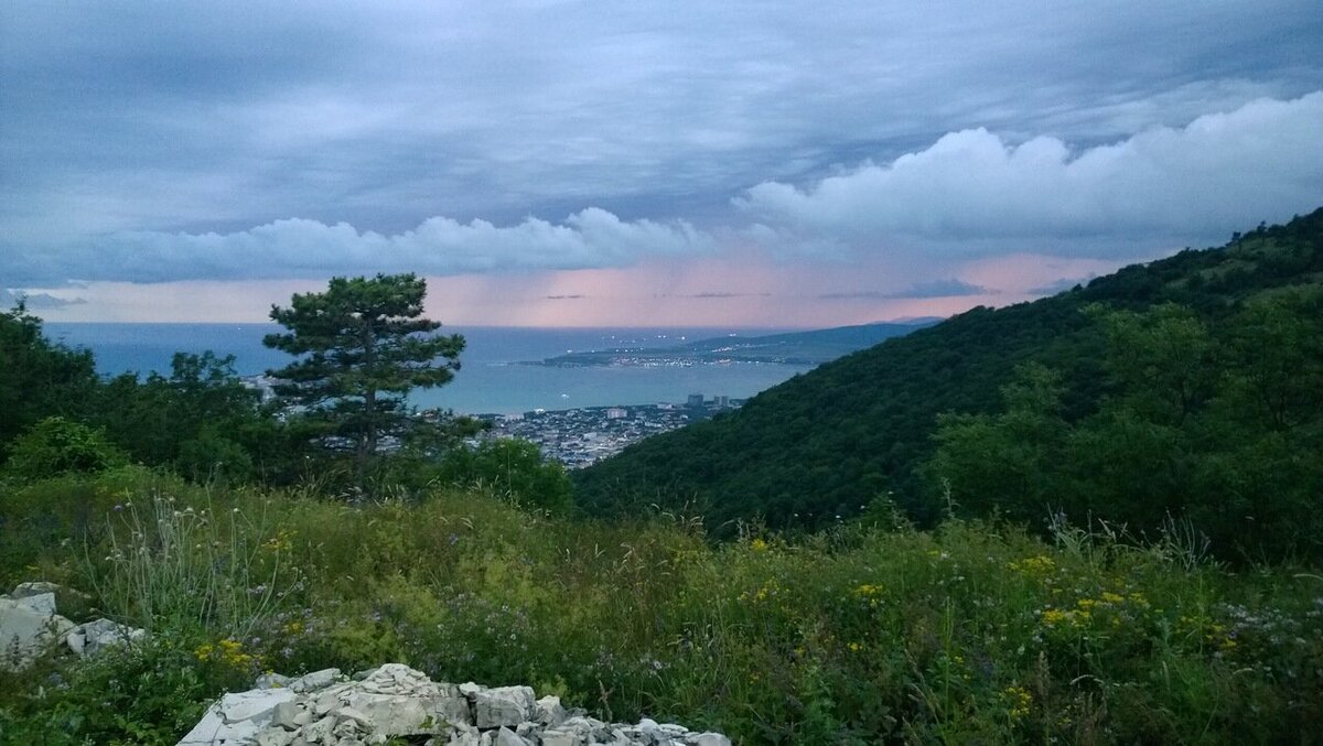 Вид на Геленджикскую бухту с  Маркохтского хребта