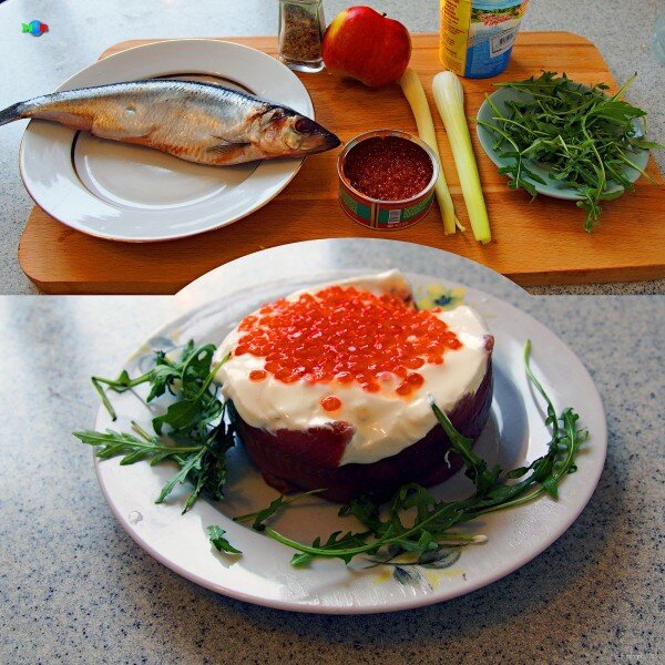 Салат из сельди с сельдереем и яблоком