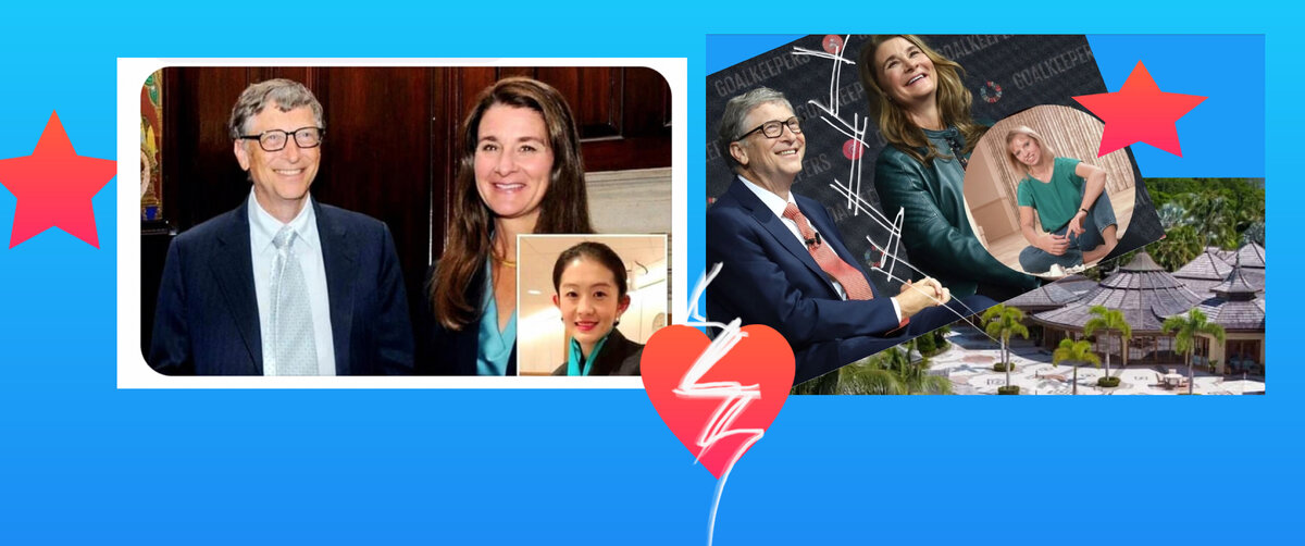 Билл Гейтс с женой  Мелиндой и его приятельницы- Чже и Виннблад- фотоколлаж автора 