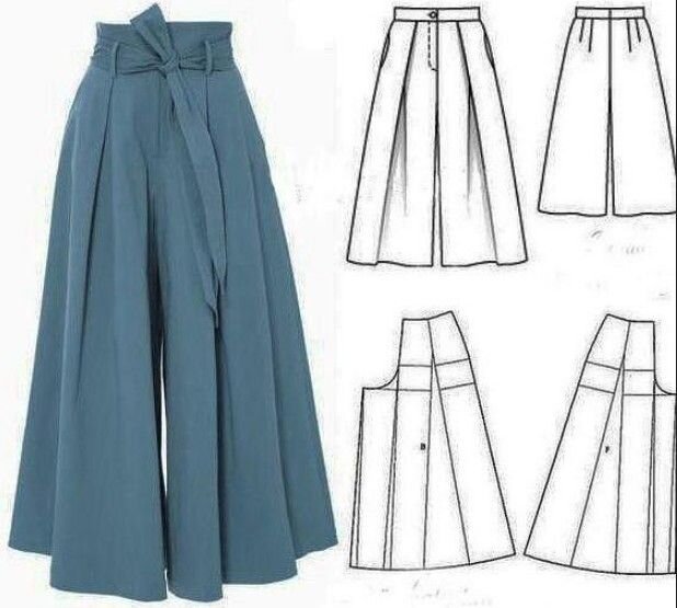 Готовые выкройки: юбка — брюки на резинке с боковыми карманами. Обхват бедер 86 — 130 см