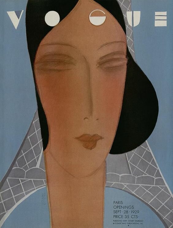 A Vintage Vogue Magazine Cover 1929 Of A Woman by Eduardo Garcia Benito.