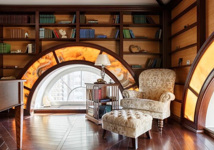 Кабинет, зона отдыха и библиотека