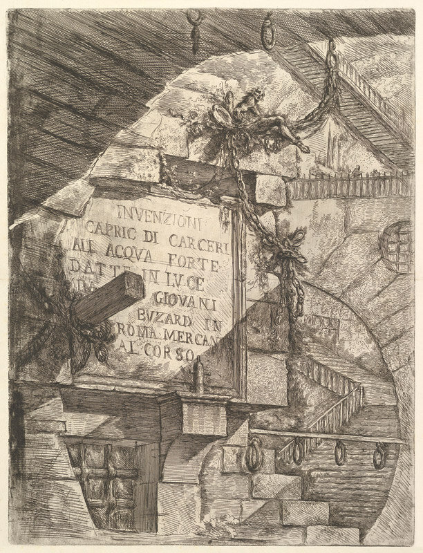 Джованни Баттиста Пиранези. Воображаемые темницы, 1745—1761. Бумага, офорт
Из коллекции Метрополитен-музея, Нью-Йорк