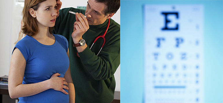 Обычно впервые за беременность обследование у офтальмолога проводится уже в первом триместре, то есть до 12 недели. Если в процессе осмотра выявляются проблемы со зрением, женщине рекомендуют прийти на повторные осмотры во втором и третьем триместрах беременности.  