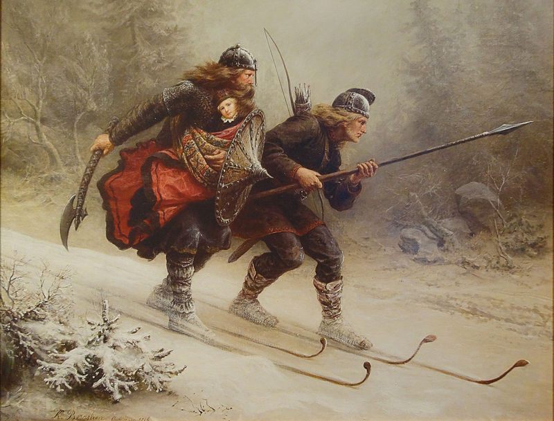 К. Бергслин.  «Биркебейнеры»  1869 г.  Лыжный музей. Холменколлен, Осло
