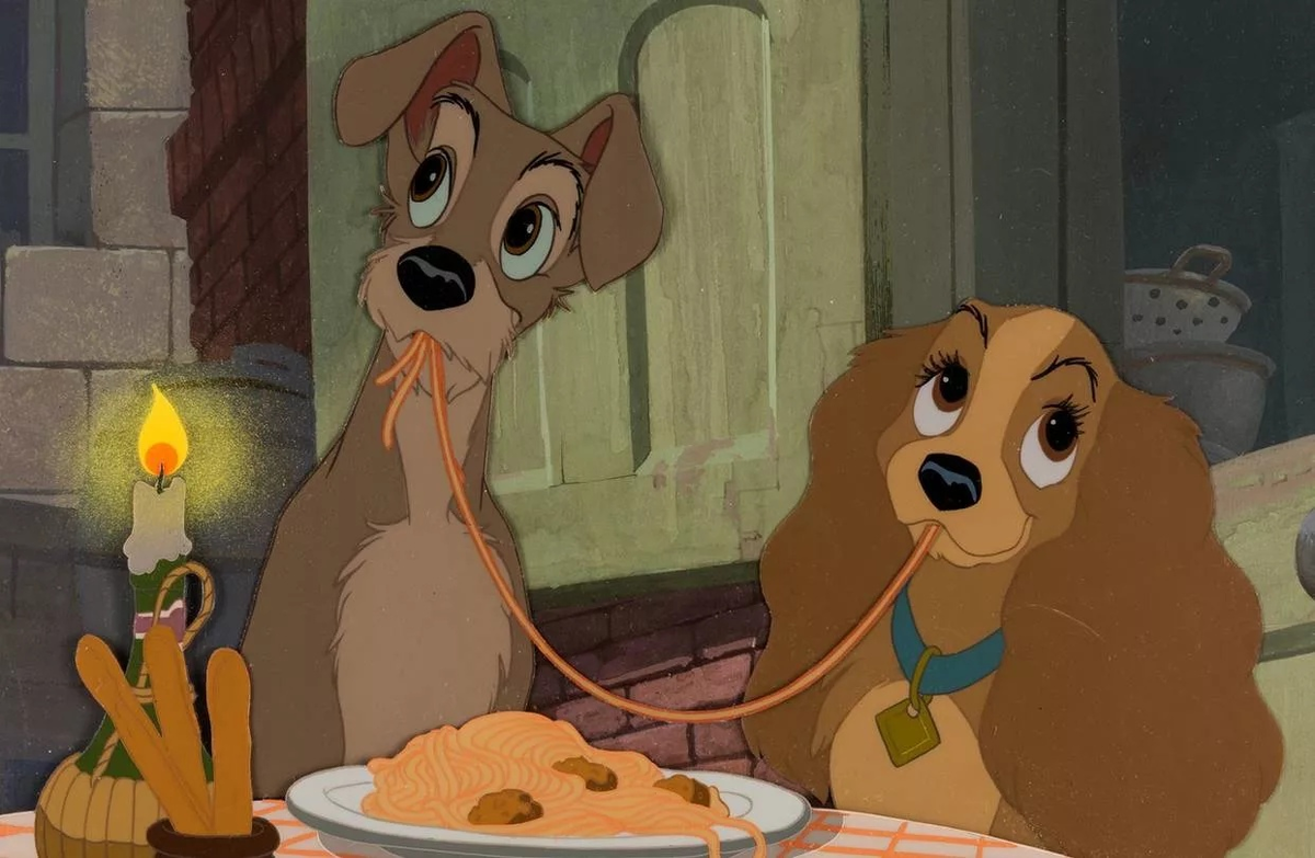 Кадр из мультфильма "Леди и Бродяга".