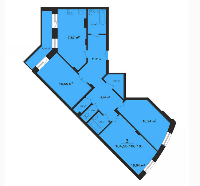 3х комнатная квартира, ЖК Гвардейский