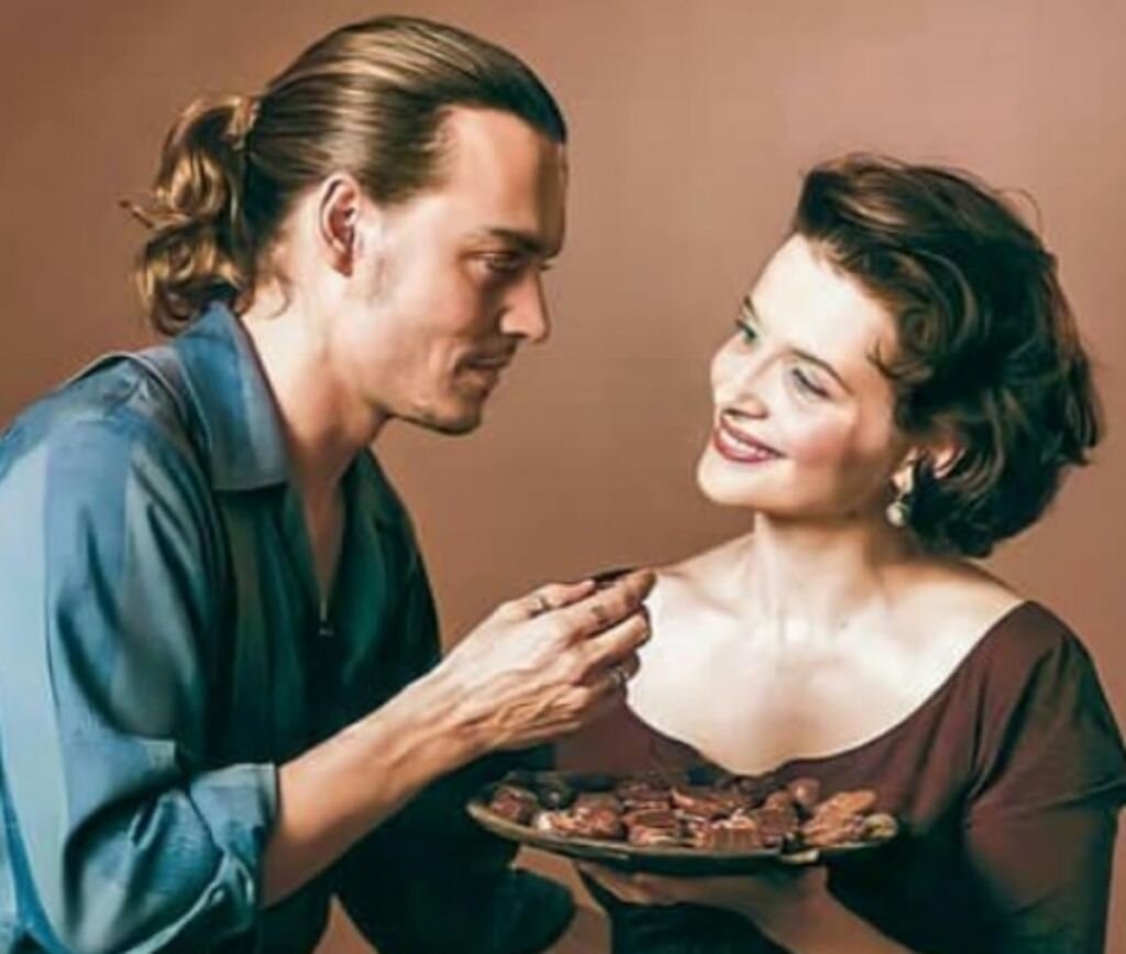 Джонни Депп и Жюльет Бинош в фильме "Шоколад". 