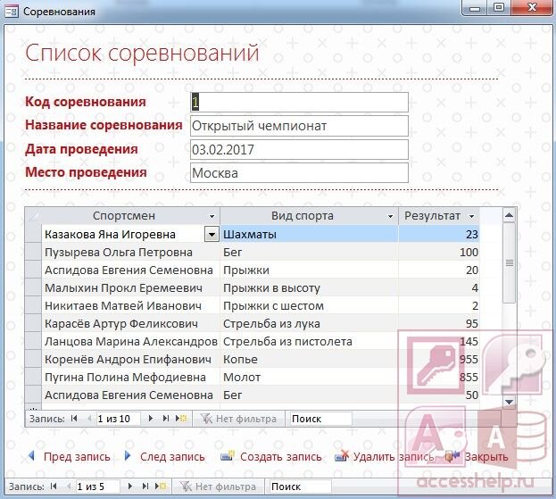 Создание базы данных в Excel