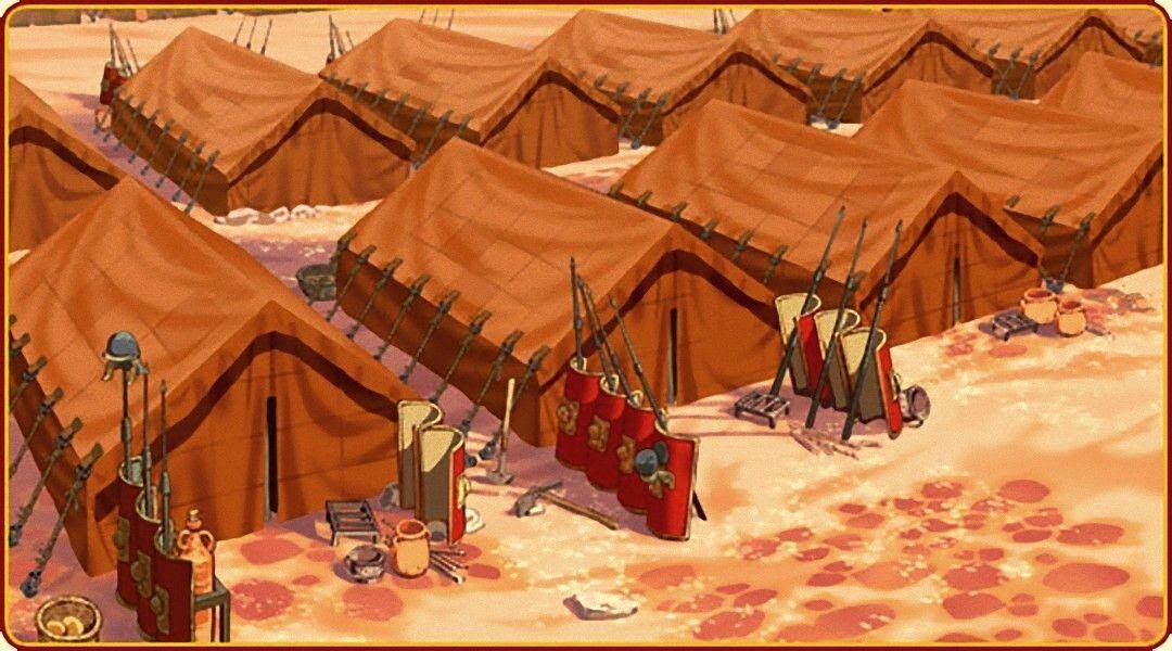 Палатки римского военного лагеря. Современная иллюстрация