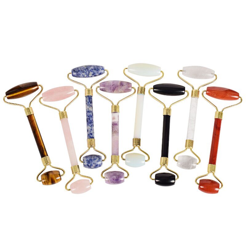 Роликовый массажер для лица из натурального камня