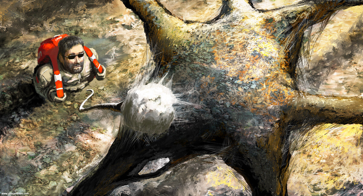 Рис. А. Андреева к роману Станислава Лема "Эдем". Изображение взято из открытых источников