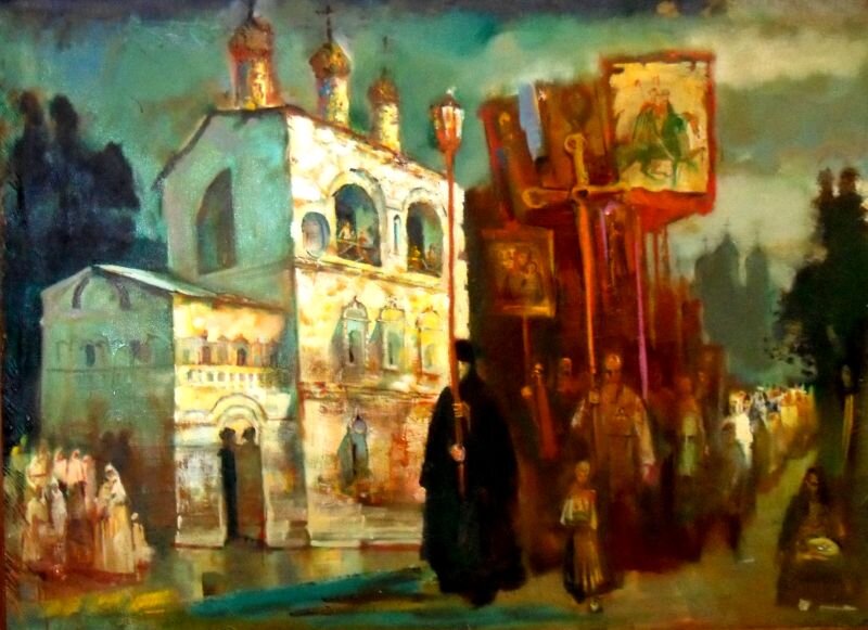 Картина Анатолия Власова "Иринарховский Крестный Ход"