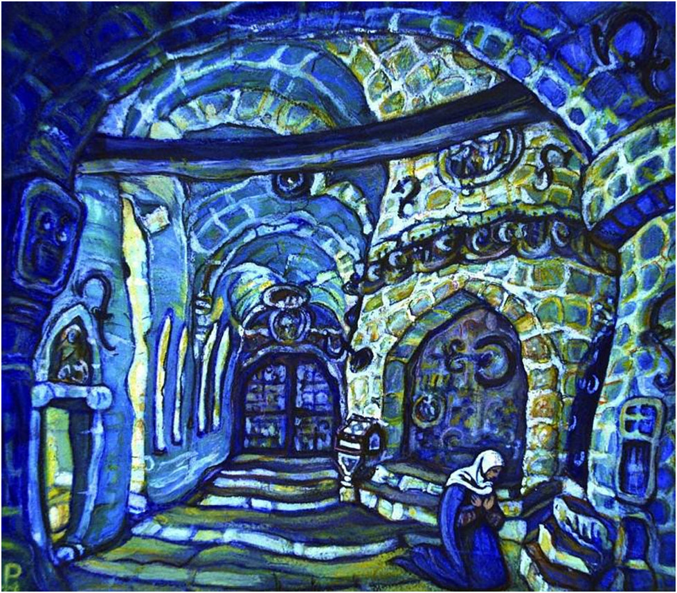 н. рерих изборск. майтрейя рериха картина. картины рериха в музее востока. мощь пещер.