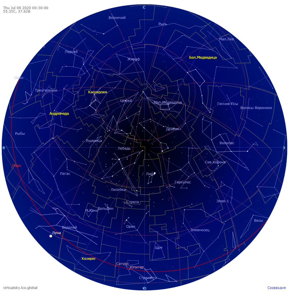 Карта неба на сегодня