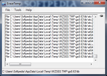 Tool temp. //Temp file//. Erase Temp.