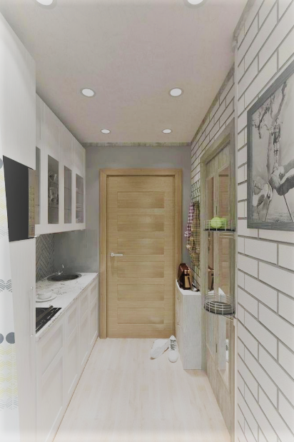 После входа в квартиру - кухня и ванная по бокам