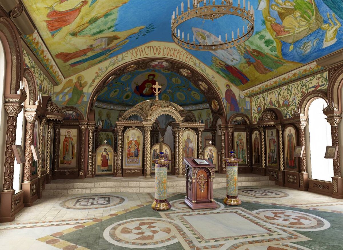Благоукрашение храма работы мастерской "Палехский иконостас"  https://iconostas.ru/