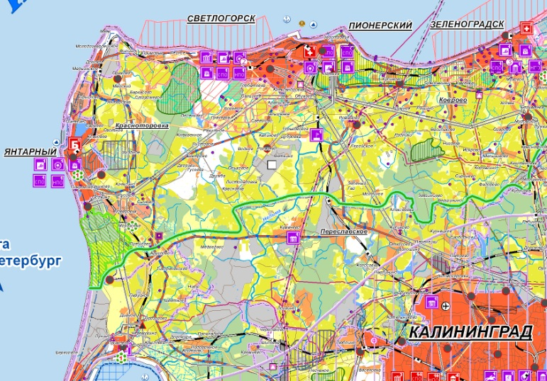 Светлогорск на карте калининградская область