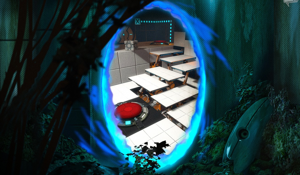 Немного походит на то, что мы видели. Только никаких парт и школьной доски в нашем портале не было.