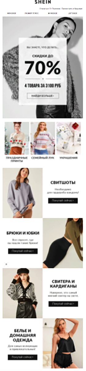 Промописьмо интернет-магазина SHEIN 