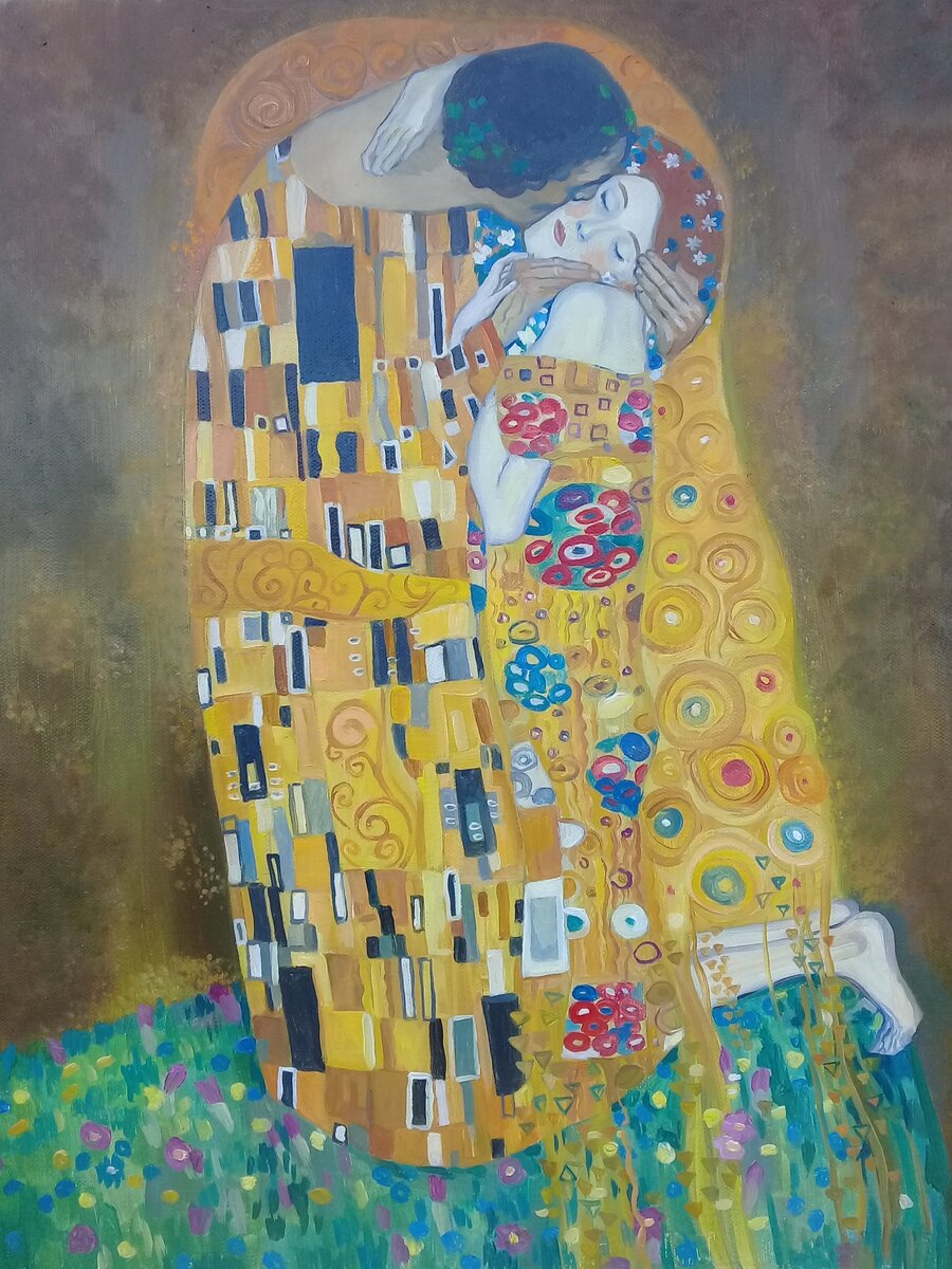 Фото автора. Тяглова Н. В. Копия работы Г. Климта " Поцелуй".