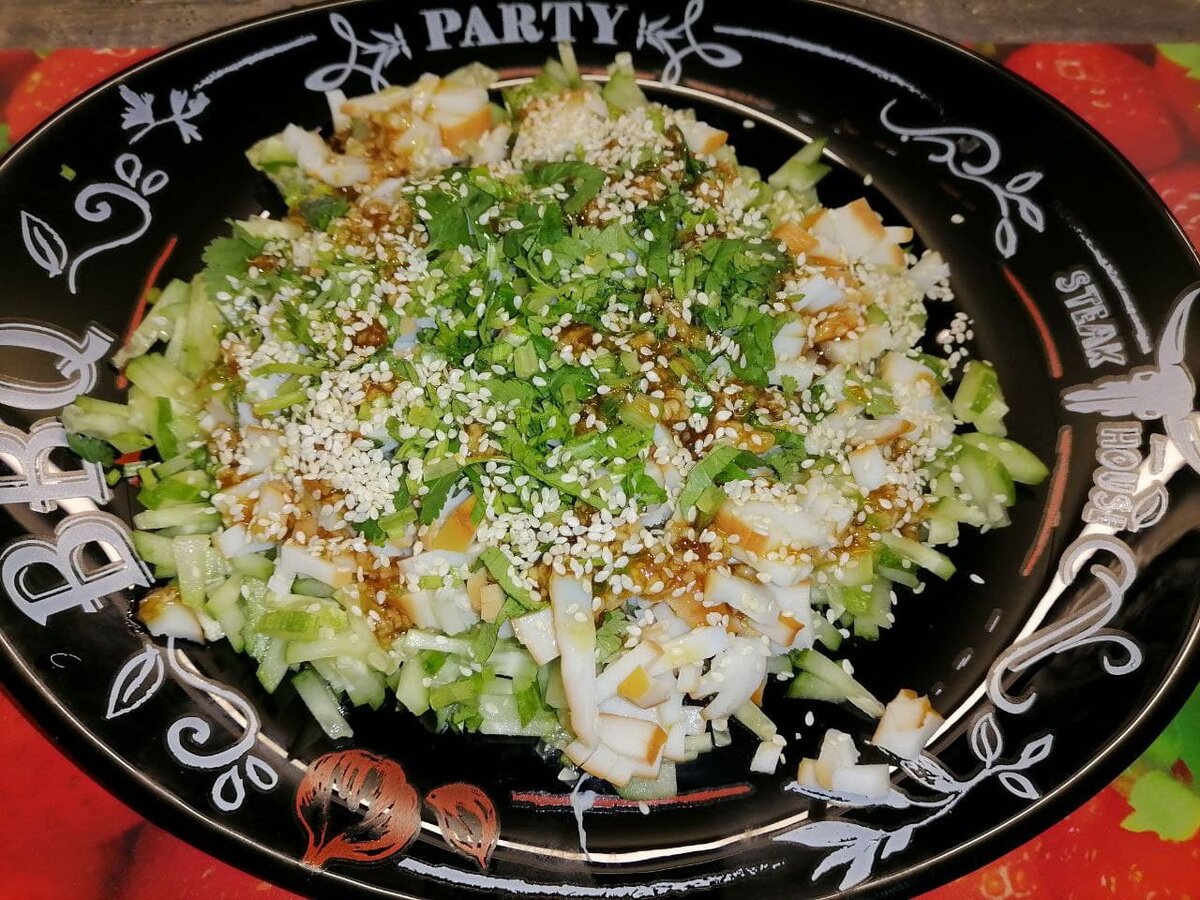 Свежий салатик Океан вкуса. Быстрый, вкусный и легкий салат из морепродуктов