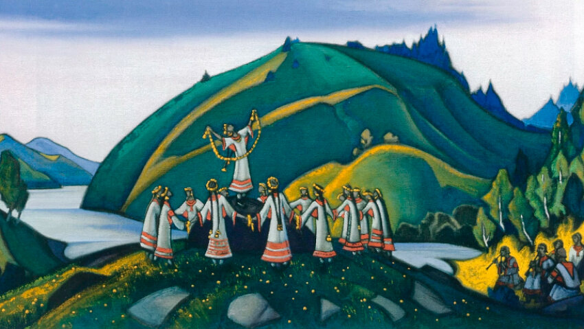 Картина Н. Рериха "Весна священная", на которой изображён старинный праздник, посвящённый богине Ладе, которой поклонялись наши предки.