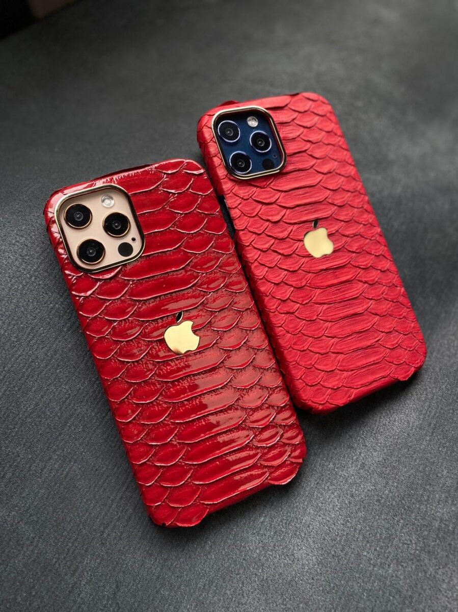 Красный кожаный чехол ручной работы с логотипом Apple Mobcase 1458 для iPhone 12 Pro Max