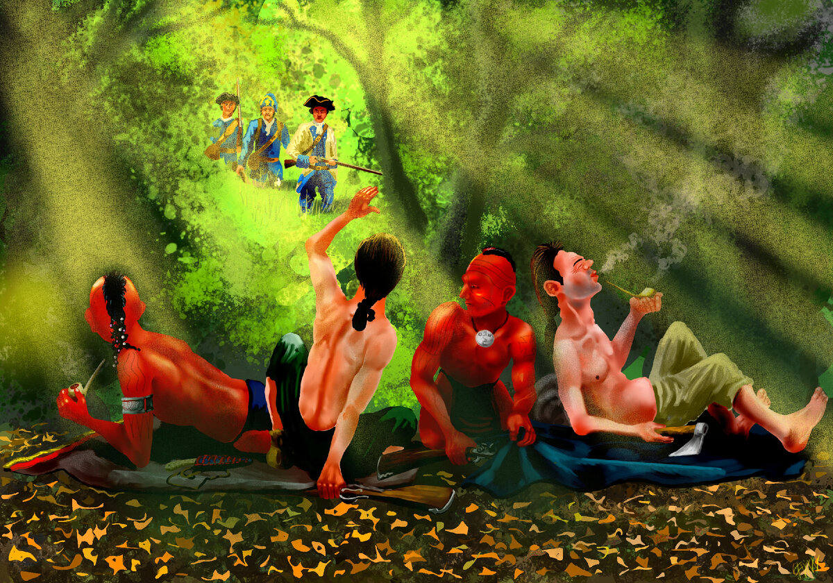 Засада Джеймса Бейкера, 5 июня 1757 года. Автор Ф.Д.З.