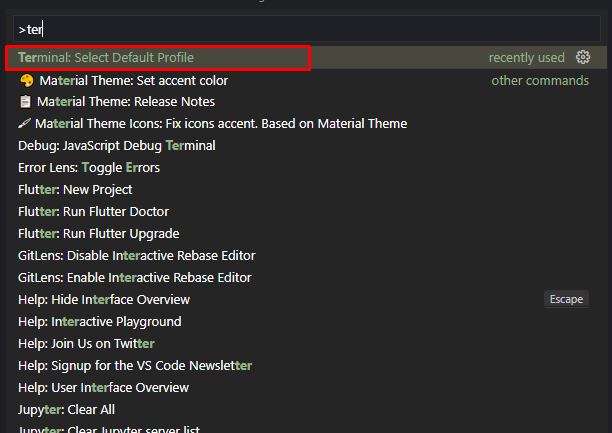 Terminal: Select Default Profile