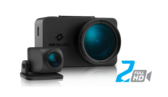 Neoline G-Tech X76 – впервые передняя камера двухканального регистратора полностью лишена проводов, задний модуль подключается к магнитному креплению с активным питанием. 