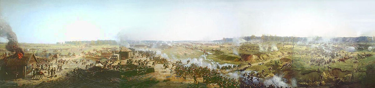Бой за Семёновский овраг. Фрагмент Бородинской панорамы. Франц Рубо. (1912)