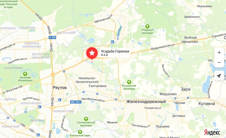 Горенки балашиха карта