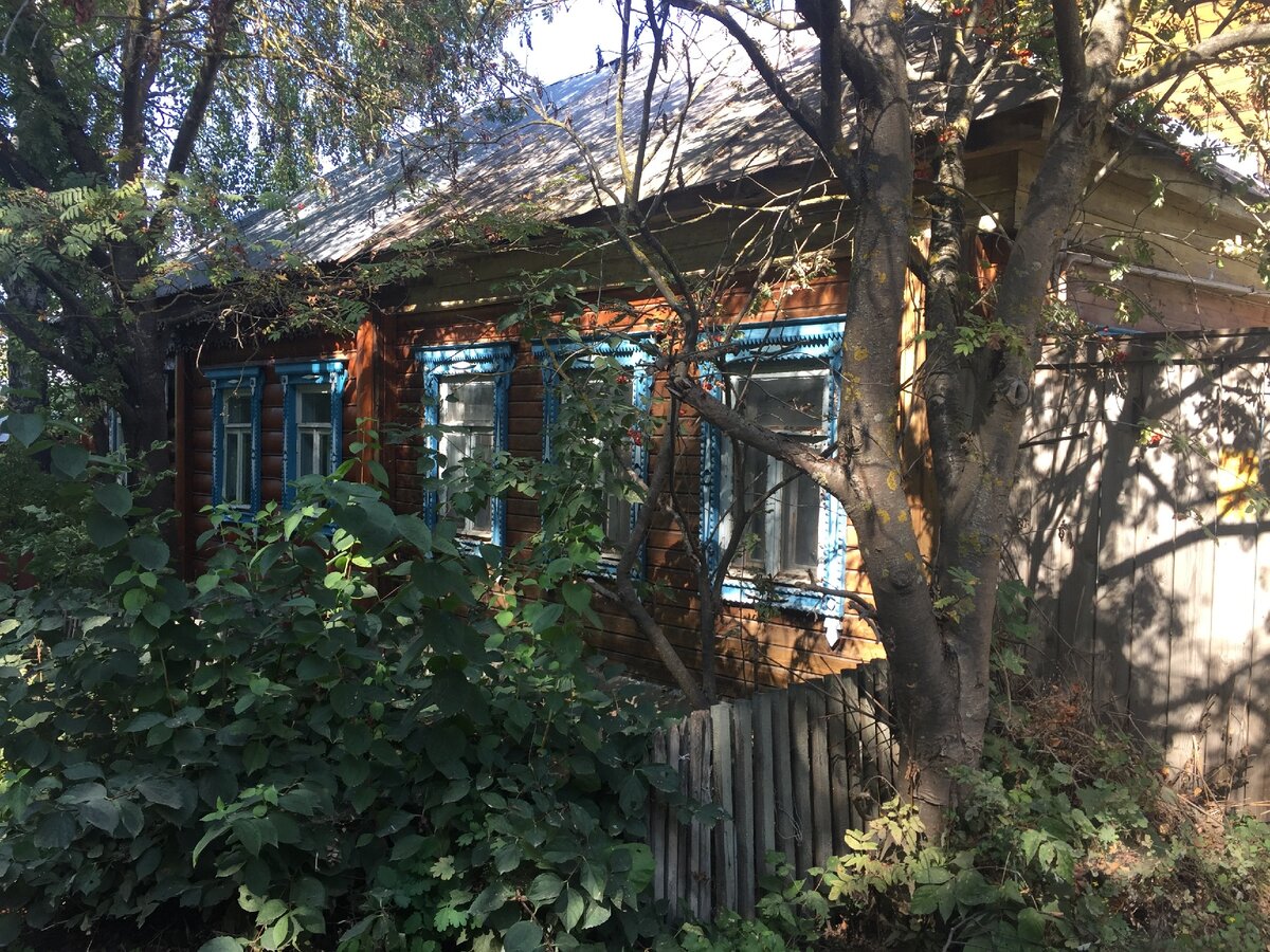 Заросший деревянный дом