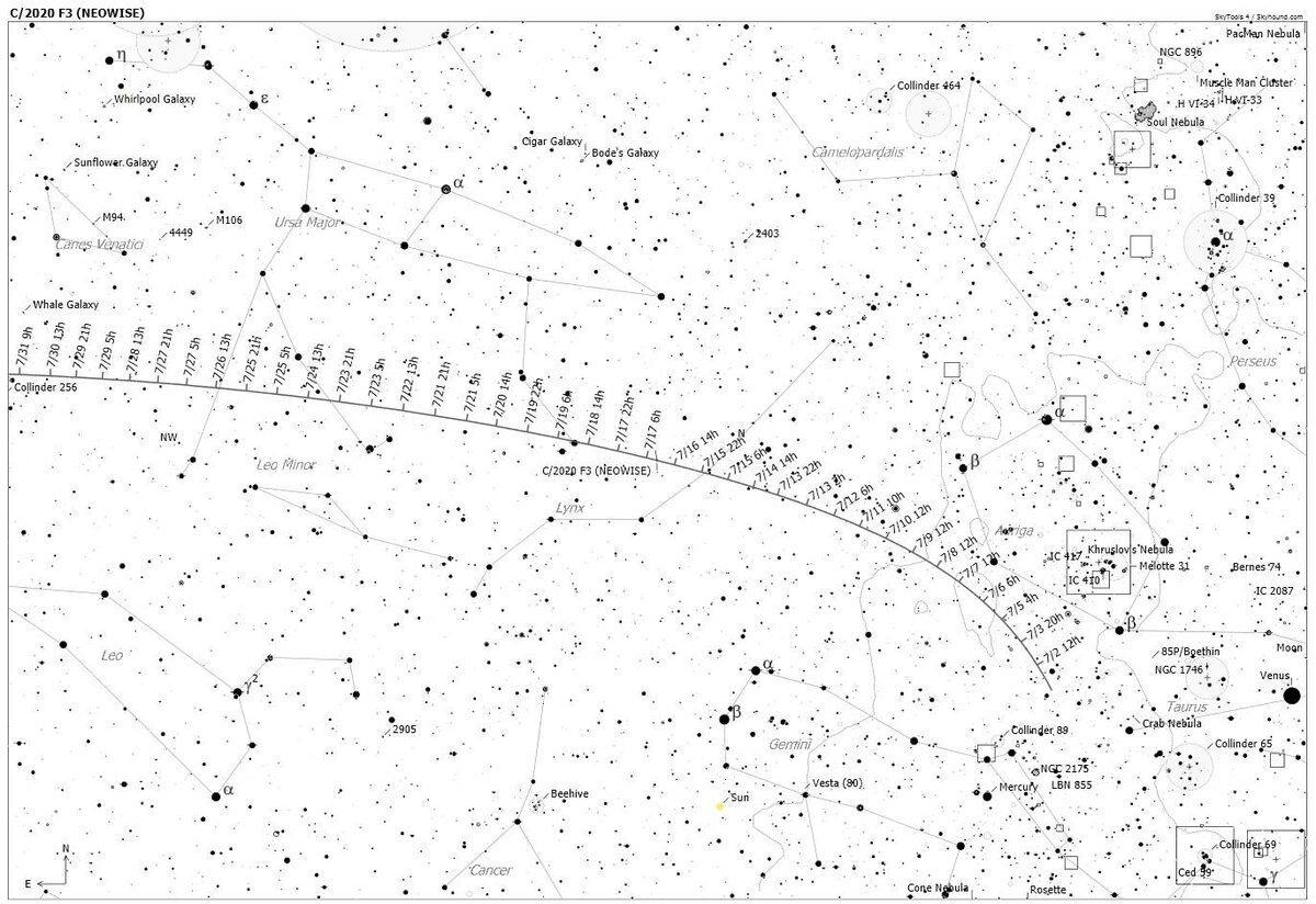  Видимый путь кометы на небе, источник astronomy.ru/forum