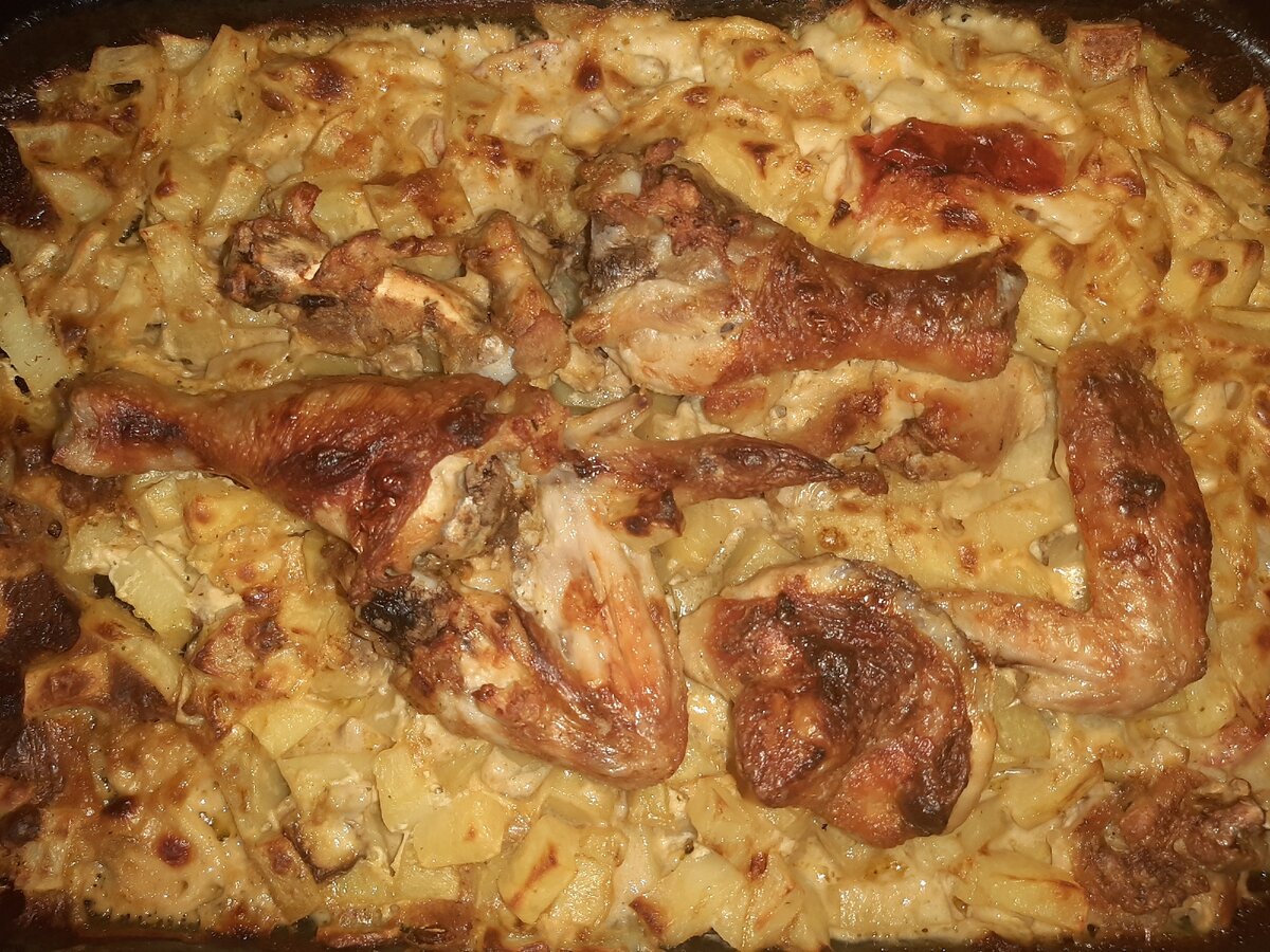 КУриная запеканка с грибами и картошкой
